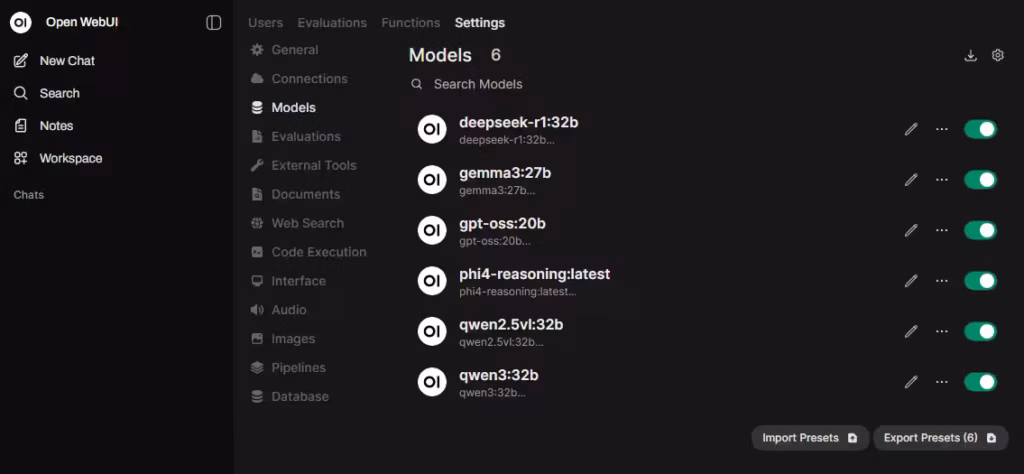 Open WebUI add models