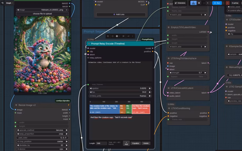 ComfyUI LTX 23 custom node prompt Relay Timeline